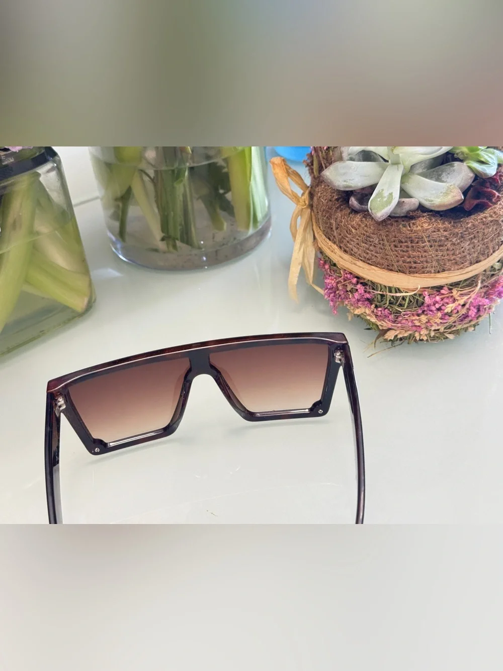 Kurt Geiger Tortoiseshell Shield Sunglasses with Brown Gradient Lenses - Picture 10 of 16